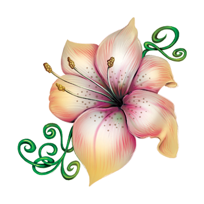 Lily Flower and Vine Temporary Tattoo
