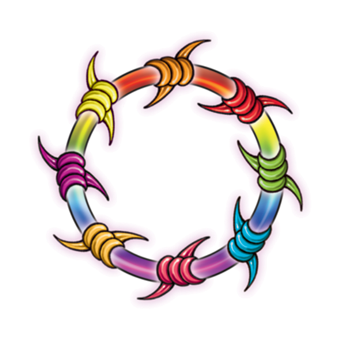 Rainbow Barbed Wire Navel Ring Temporary Tattoo