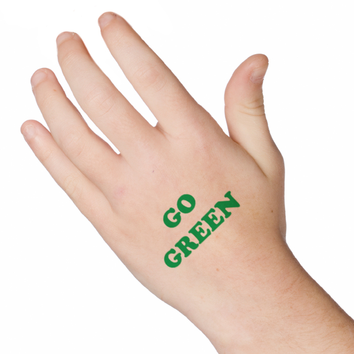 Go Green Text Temporary Tattoo IndustryPrint Multi Store