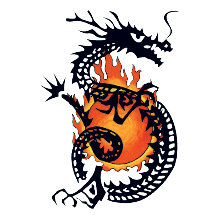 Traditional Flaming Dragon Temporary Tattoo - IndustryPrint Multi Store